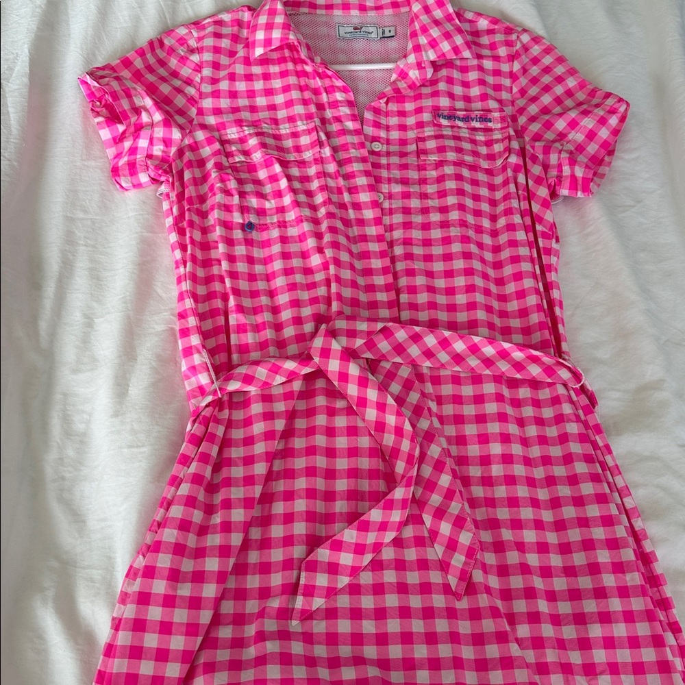 Vineyard Vines Pink Gingham Dress performance fabric - Picture 5 of 5